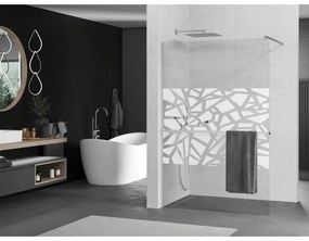 Mexen Kioto+, sprchová zástena s poličkou a držiakom na uteráky 90 x 200 cm, 8mm číre sklo vzor biely, chrómový profil, 800-090-121-01-85