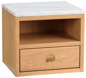 Nočný stolík s doskou v dekore mramoru v prírodnej farbe Whitmore – Rowico