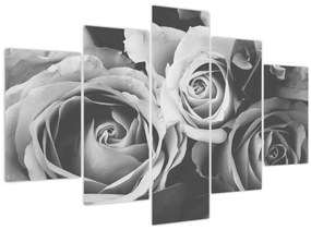 Obraz - Ruža, čiernobiela (150x105 cm)