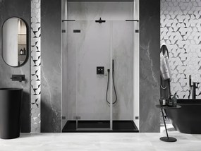Mexen Lunar L, ľavé otočné sprchové dvere 120 cm, 8mm číre sklo, brúsený grafit profil, 834SL-120-050-66-00-L
