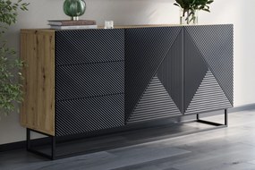 Komoda Asha 167 cm na čiernom podstavci - artisan / čierny mat