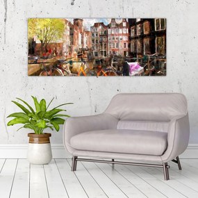 Obraz - Amsterdam, maľba (120x50 cm)