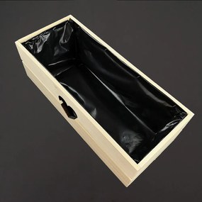 AMADEA Drevený kvetináč so srdiečkom prírodný, vo vnútri s čiernou fóliou, 52x21,5x17cm, český výrobok