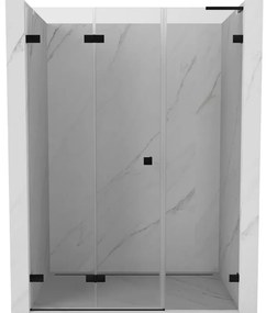 Mexen Lunar-F, L skladacie ľavé sprchové dvere 140 cm, číre sklo, čierny profil, 836SL-140-050-70-00-L