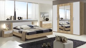 Šatníková skriňa s otočnými dverami Nora, 225 cm, doskový dub/biela