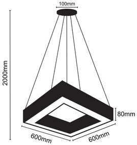LED Luster na lanku LED/40W/230V 4000K 60x60 cm