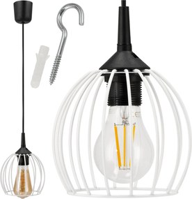 BERGE Drôtená okrúhla závesná lampa - biela