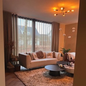 Dizajnová stojaca lampa mosadz s opálovým sklom 5-svetlo - Sixties Marmo