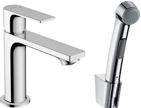 Hansgrohe Rebris E, umývadlová batéria 110 s ručnou sprchou Bidette a sprchovou hadicou 160 cm, bez odtokovej súpravy, chrómová, HAN-72216000