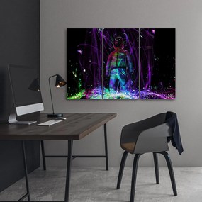 Obraz na plátně třídílný, Neonový hráč - 120x80 cm