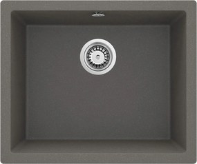 Deante Corda Flush, granitový drez na dosku 550x460x204 mm, 3,5" + priestorovo úsporný sifón, 1-komorový, antracitová metalíza, ZQA_T10F