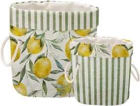 Sada 2 ks dekoratívnych košov Linen Couture Lemons And Stripes