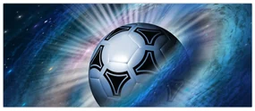 Obraz - Futbalová lopta vo vesmíre (120x50 cm)