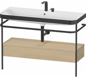 DURAVIT Happy D.2 Plus c-bonded kovový stojací podstavec s nábytkovým umývadlom s dvomi otvormi, 1 zásuvka, 1175 x 490 x 850 mm, čierna/dub Mediterrane, HP4744E71710000