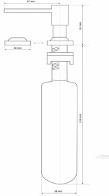 Gamma Quatro, dávkovač saponátu pre kuchynský drez 300ml, grafitová, GMA-DOK-GM
