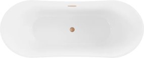Mexen Celia, voľne stojaca vaňa 170 x 75 cm, biela, medený prepad, 52331707500-65