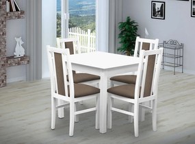 Nabytekmorava Jedálenský set Brooklyn pre 4 osoby, stôl 90x90 cm farba lamina: biela 113, čalúnenie vo farbe: SCALA svetle modrá 74
