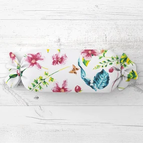 Biante Vankúš valec bonbon Sandra SA-383 Ružovočervené kvety s motýlikmi 15x80 cm