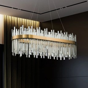 Toolight Toolight, LED krištáľové svietidlo 80x35 cm, APP1513-CP80, zlatá matná, OSW-03260