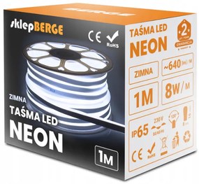 ECOLIGHT LED pásik NEON - 230V - 1m - 8W/m - IP68 - vodotesný - studená biela