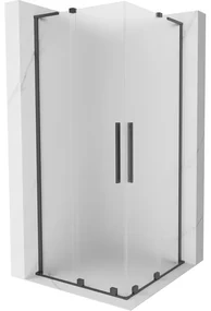 Mexen Velar L Duo, sprchový kút s posuvnými dverami 80 x 80 cm, 8mm sklo námraza, brúsený grafit, 871-080-080-02-33-66