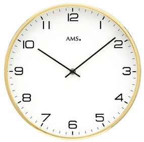 Moderné kovové hodiny AMS 9657 pozlátené
