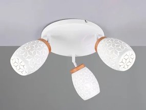 Stropné osvetlenie Bidar, biely kov/drevo, 3 svietidlá%