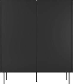 Vysoká komoda Desin 120 cm s dvoma dverami a skrytými zásuvkami - čierny mat / dub nagano