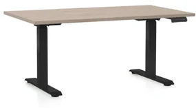 Výškovo nastaviteľný stôl OfficeTech D, 120 x 80 cm, čierna podnož, dub