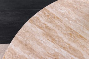 Konferenčný stolík DANCING RINGS 80-135 cm otočný keramický vrch s prírodným travertínom a hrdzavým vzhľadom