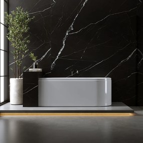 BPS-koupelny Akrylátová asymetrická vaňa s krycím panelom EBI 150L 150x75 cm ĽAVÁ, biela/chróm