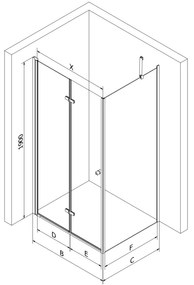 Mexen Lima sprchovací kút 80x80cm, 6mm sklo, zlatý profil - číre sklo + Slim sprchová vanička - 856-080-080-50-00-4010