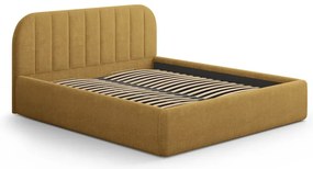 Čalúnená dvojlôžková posteľ s úložným priestorom s roštom 160x200 cm v horčicovej farbe Juno – Windsor &amp; Co Sofas