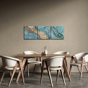 Obraz - Tyrkysový mramor (s hodinami) (90x30 cm)