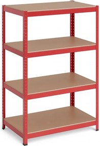 Regál 150x70x30 cm lakovaný 4-policový, nosnosť 700 kg - červený