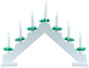 DECOLED Vánoční svícen, 40 x 5 x 32 cm, bílý, na baterie 2x AA