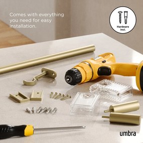 Matne zlatá oceľová roztiahnuteľná garniža 107 - 305 cm Flute – Umbra