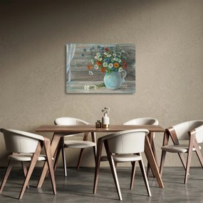 Sklenený obraz - Lúčne kvety, olejomaľba (70x50 cm)