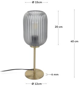 Stolová lampa v zlatej farbe so skleneným tienidlom (výška 40 cm) Hestia - Kave Home