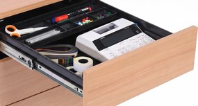 Kancelársky mobilný kontajner PRIMO WOOD, PUSH-lock, 3 zásuvky, orech