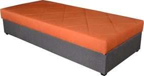 Posteľ Ormea 88x202 cm, šedá/oranžová látka
