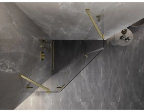 Mexen Lunar, Päťuholníkový sprchový kút Mexen Lunar s výklopným ľavým oknom 80 x 80 cm, 8mm číre sklo, zlatý matný profil, 831-080L-080P-55-00-L