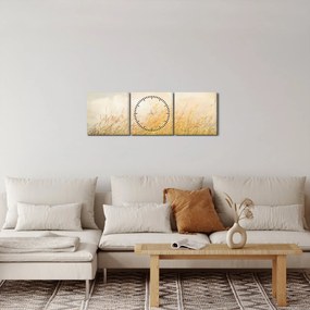 Obraz - Pole na jeseň (s hodinami) (90x30 cm)