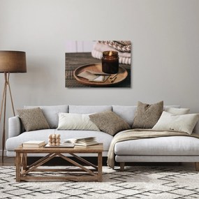 Sklenený obraz - Horiaca sviečka (70x50 cm)