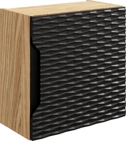 Comad Kúpeľňová skrinka závesná horná Qubik Ocean Black 35 čierna/dub olejovaný