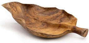 Veľká Misa na Ovocie z Teakového Dreva v Tvare Listu - 40x24x5cm