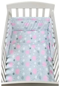 NEW BABY 3-dielne posteľné obliečky New Baby 90/120 cm obláčiky ružové