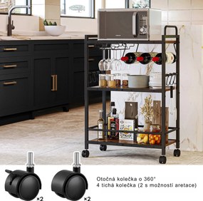 Servírovací vozík Houseland Lexo hnědý/černý