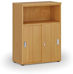 Kombinovaná kancelárska skriňa so zásuvnými dverami PRIMO WOOD, 1087 x 800 x 420 mm, buk