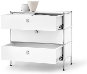 Kovová komoda »CN3« s 3 zásuvkami, biela